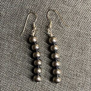 NEW Sterling Silver “Navajo Pearl” Style Dangle Earrings | S925 | 6mm | 3.7g